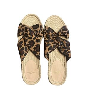 J Crew Twisted-knot espadrille sandals in leopard canvas